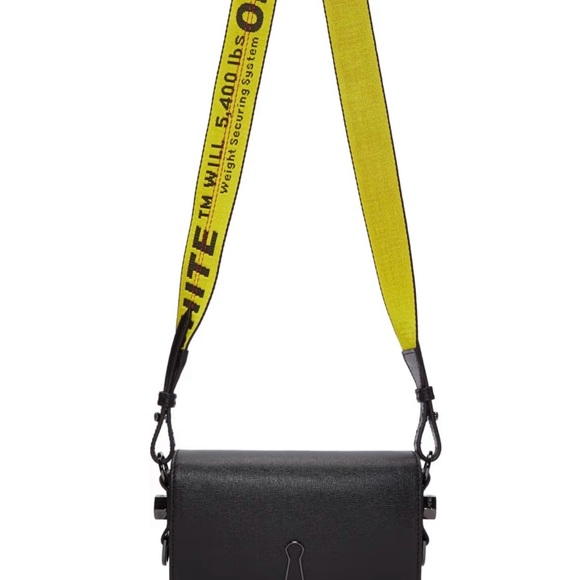 OFF - WHITE BLACK MINI PLAIN FLAP BAG